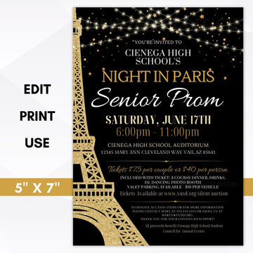 Night in Paris dance invitation